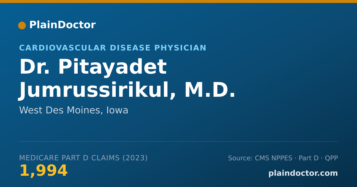 Shareable card for Pitayadet Jumrussirikul, M.D. - Cardiovascular Disease Physician, West Des Moines, IA