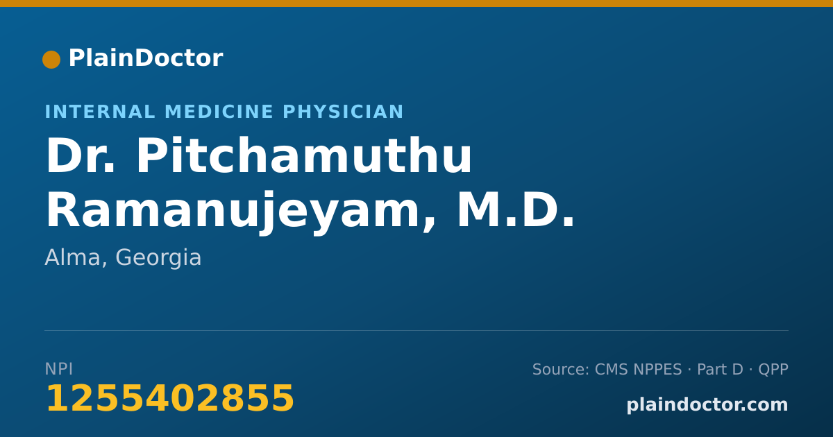 Shareable card for Pitchamuthu Ramanujeyam, M.D. - Internal Medicine Physician, Alma, GA