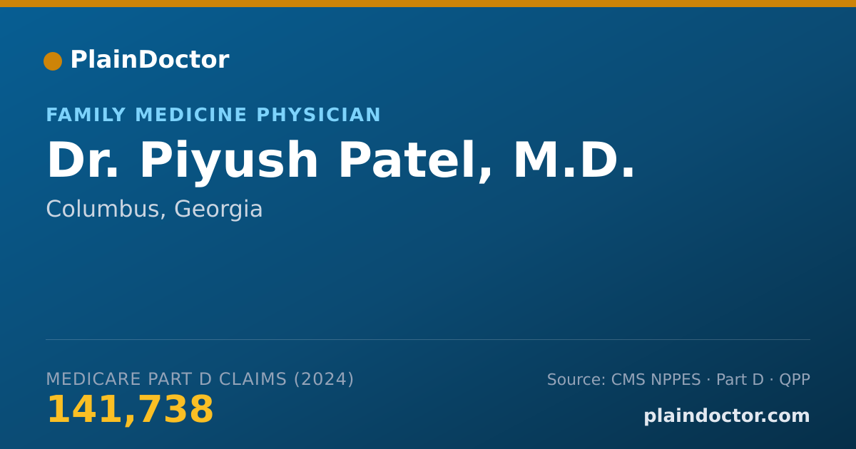 Shareable card for Piyush Patel, M.D. - Family Medicine Physician, Columbus, GA
