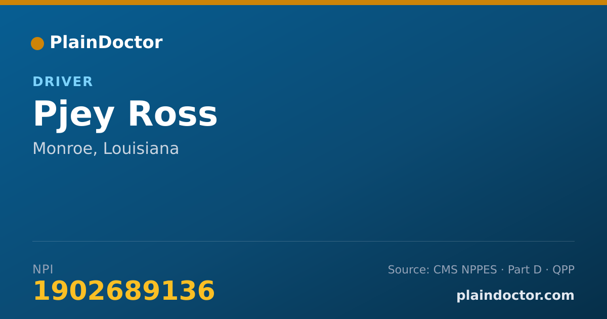 Shareable card for Pjey Ross - Driver, Monroe, LA