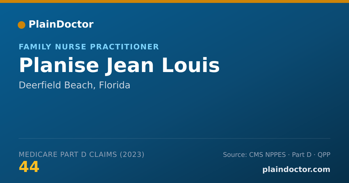 Shareable card for Planise Jean Louis - Family Nurse Practitioner, Deerfield Beach, FL