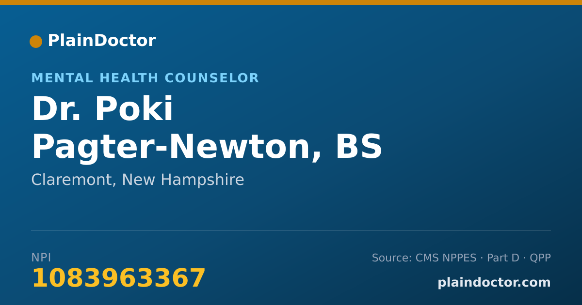 Shareable card for Poki Pagter-Newton, BS - Mental Health Counselor, Claremont, NH