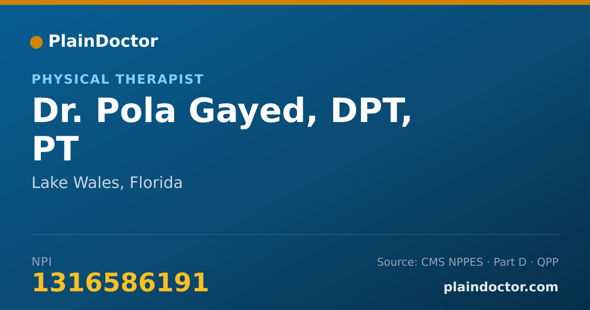 Shareable card for Pola Gayed, DPT, PT - Physical Therapist, Lake Wales, FL