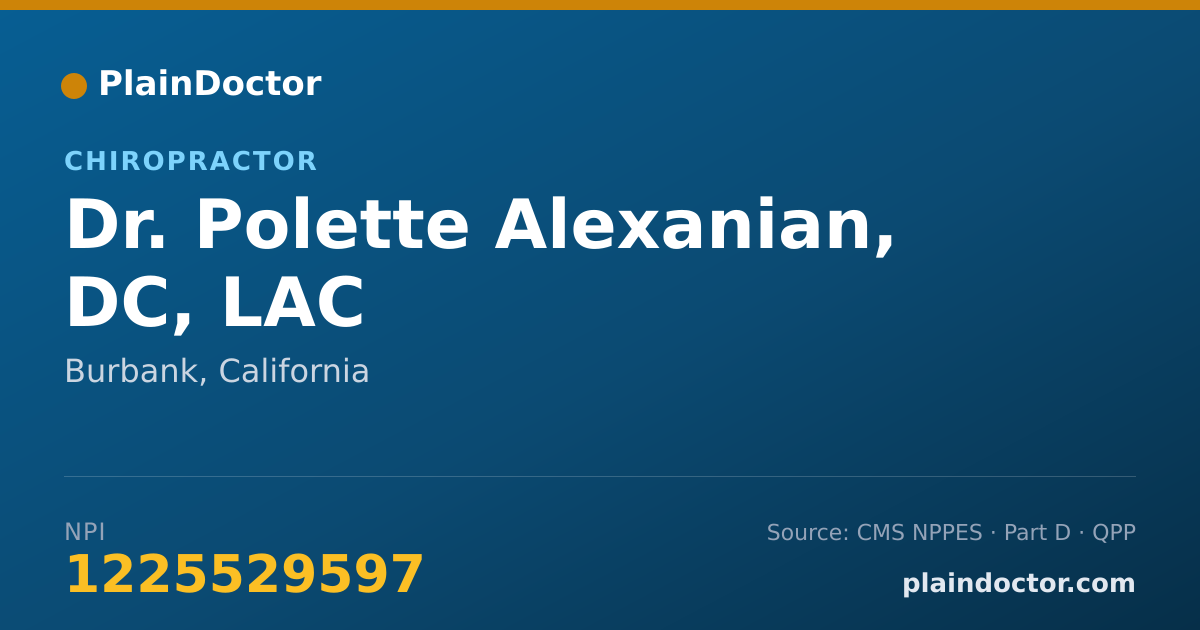 Shareable card for Polette Alexanian, DC, LAC - Chiropractor, Burbank, CA