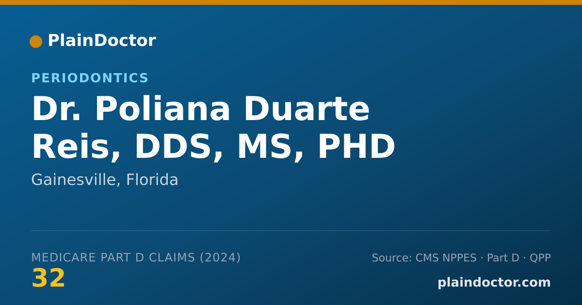 Shareable card for Poliana Duarte Reis, DDS, MS, PHD - Periodontics, Gainesville, FL
