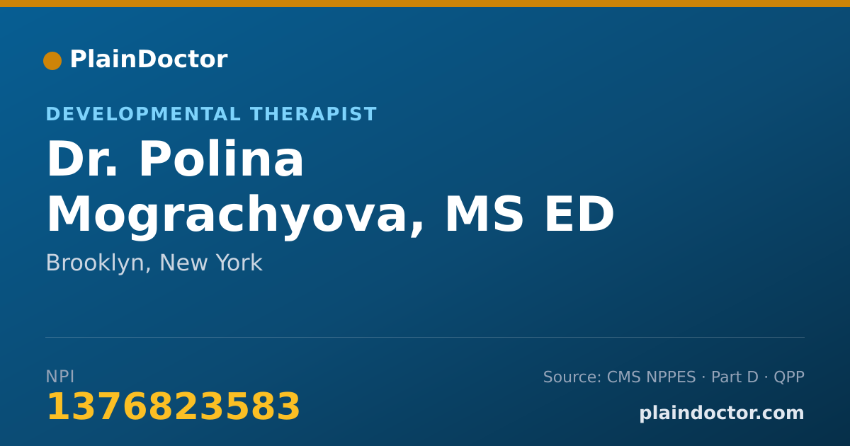 Shareable card for Polina Mograchyova, MS ED - Developmental Therapist, Brooklyn, NY