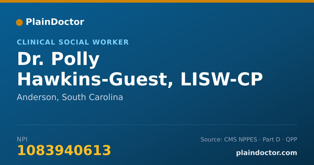 Shareable card for Polly Hawkins-Guest, LISW-CP - Clinical Social Worker, Anderson, SC