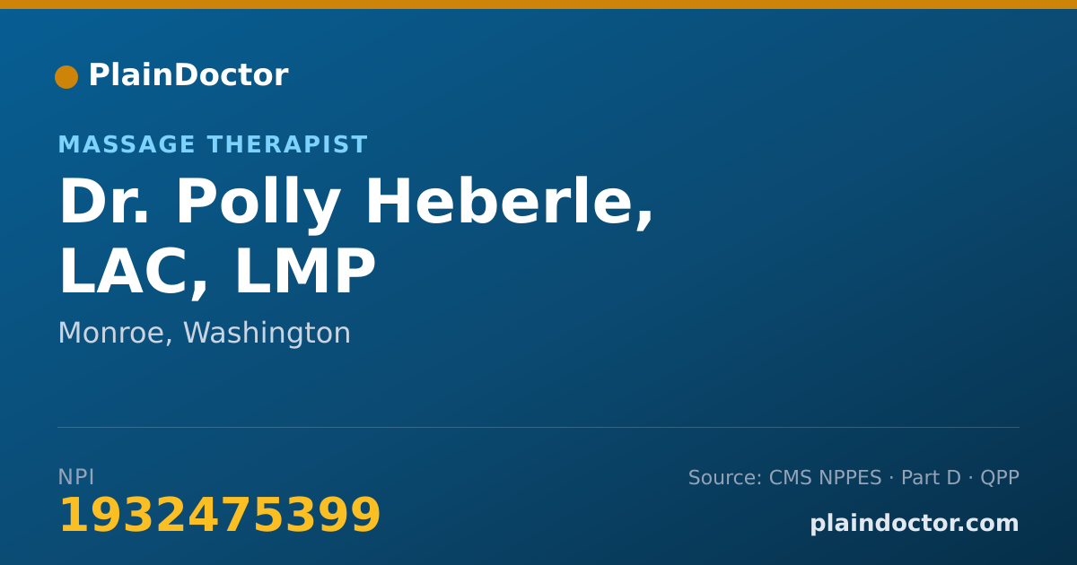 Shareable card for Polly Heberle, LAC, LMP - Massage Therapist, Monroe, WA