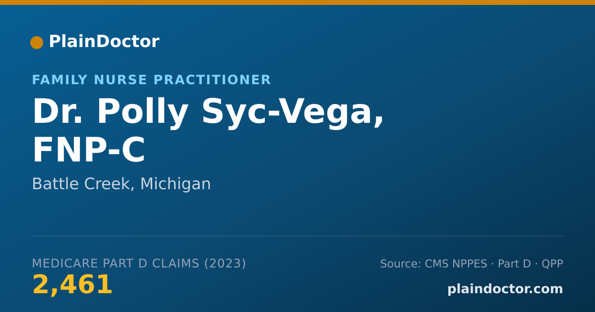 Shareable card for Polly Syc-Vega, FNP-C - Family Nurse Practitioner, Battle Creek, MI