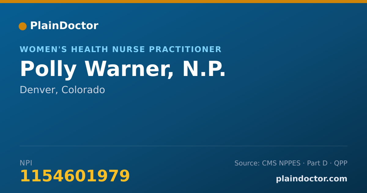 Shareable card for Polly Warner, N.P. - Women's Health Nurse Practitioner, Denver, CO