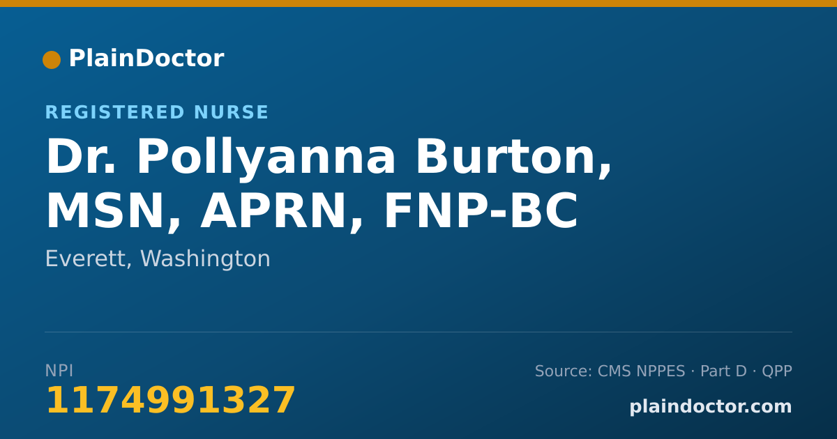 Shareable card for Pollyanna Burton, MSN, APRN, FNP-BC - Registered Nurse, Everett, WA
