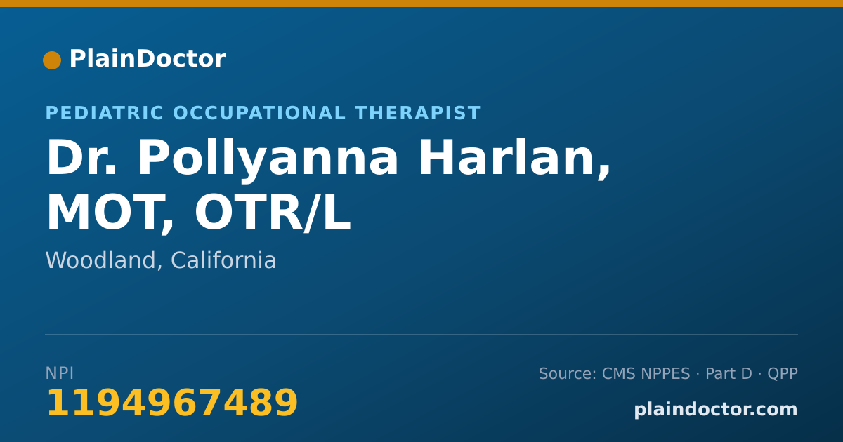 Shareable card for Pollyanna Harlan, MOT, OTR/L - Pediatric Occupational Therapist, Woodland, CA