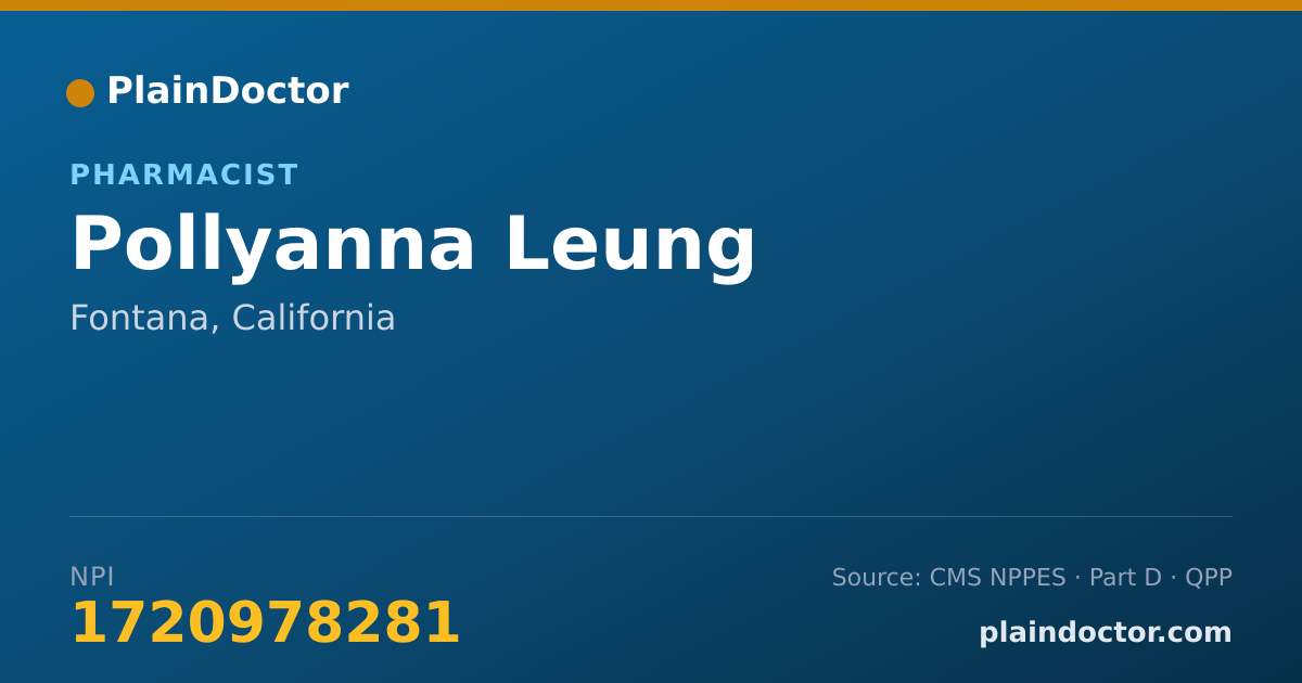 Shareable card for Pollyanna Leung - Pharmacist, Fontana, CA