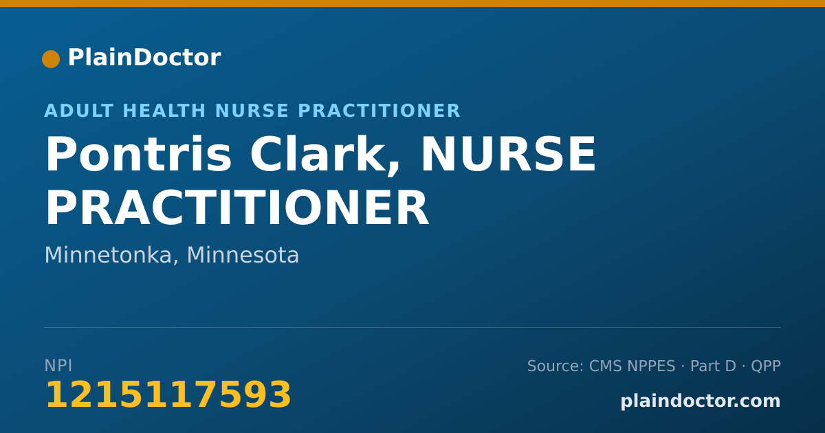 Shareable card for Pontris Clark, NURSE PRACTITIONER - Adult Health Nurse Practitioner, Minnetonka, MN