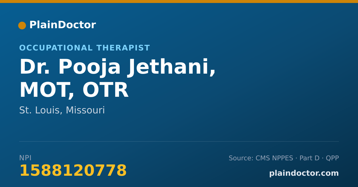 Shareable card for Pooja Jethani, MOT, OTR - Occupational Therapist, St. Louis, MO