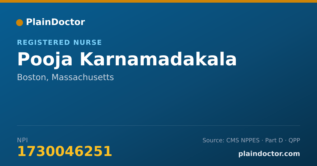 Shareable card for Pooja Karnamadakala - Registered Nurse, Boston, MA