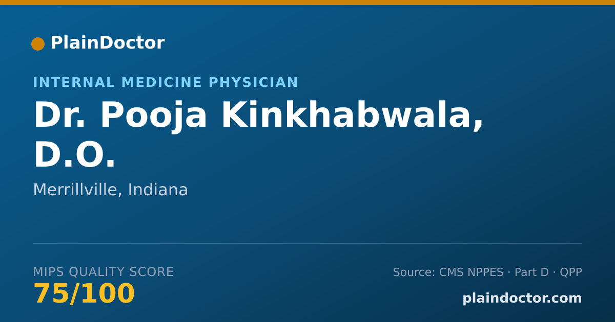 Shareable card for Pooja Kinkhabwala, D.O. - Internal Medicine Physician, Merrillville, IN