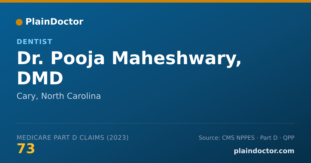Shareable card for Pooja Maheshwary, DMD - Dentist, Cary, NC