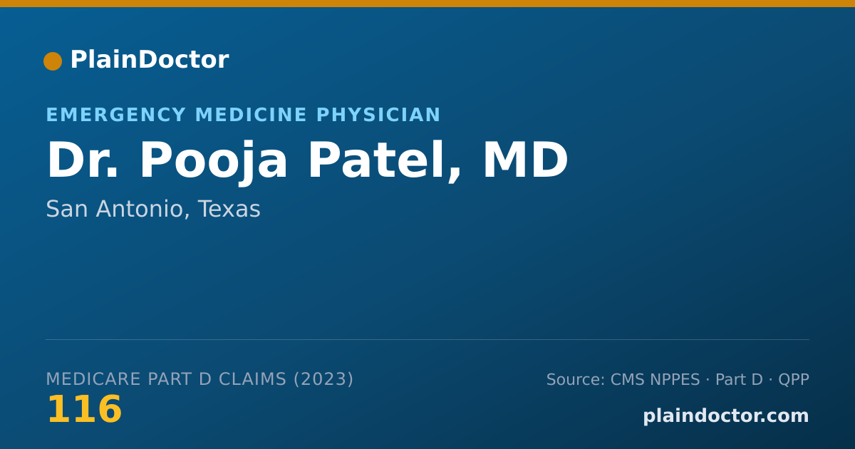 Shareable card for Pooja Patel, MD - Emergency Medicine Physician, San Antonio, TX