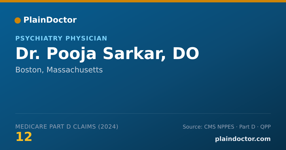 Shareable card for Pooja Sarkar, DO - Psychiatry Physician, Boston, MA