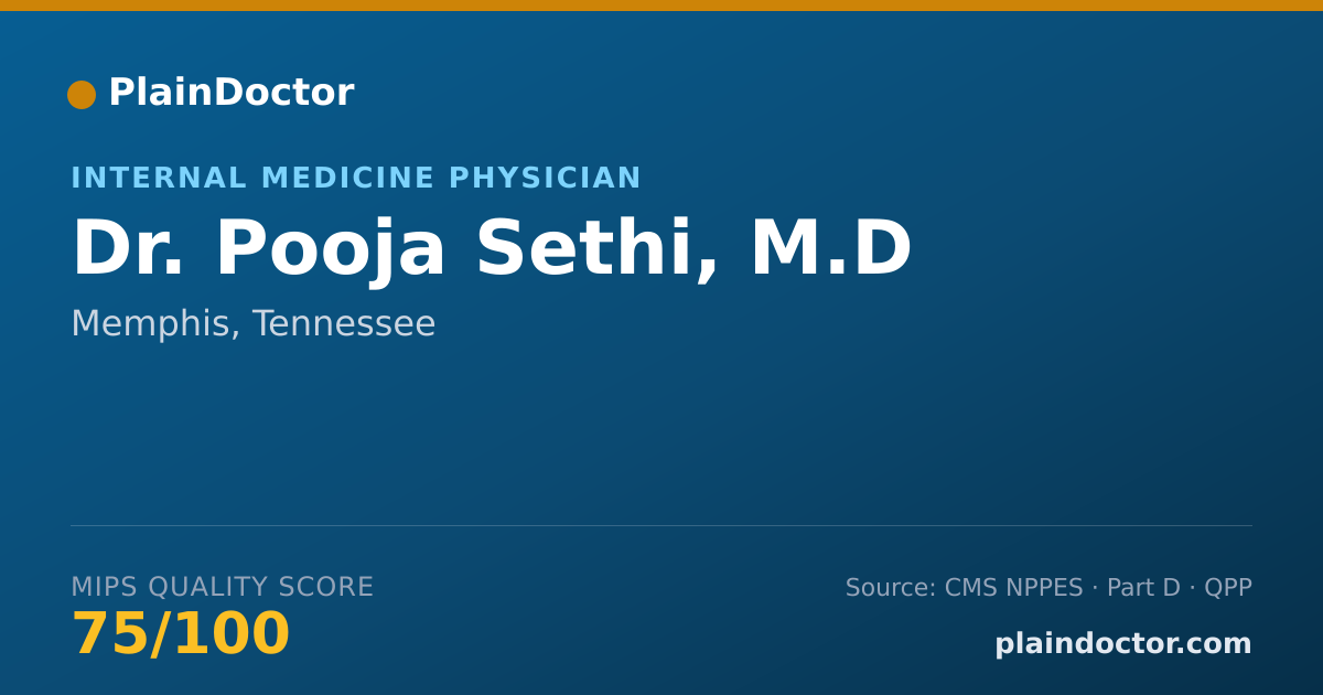 Shareable card for Pooja Sethi, M.D - Internal Medicine Physician, Memphis, TN