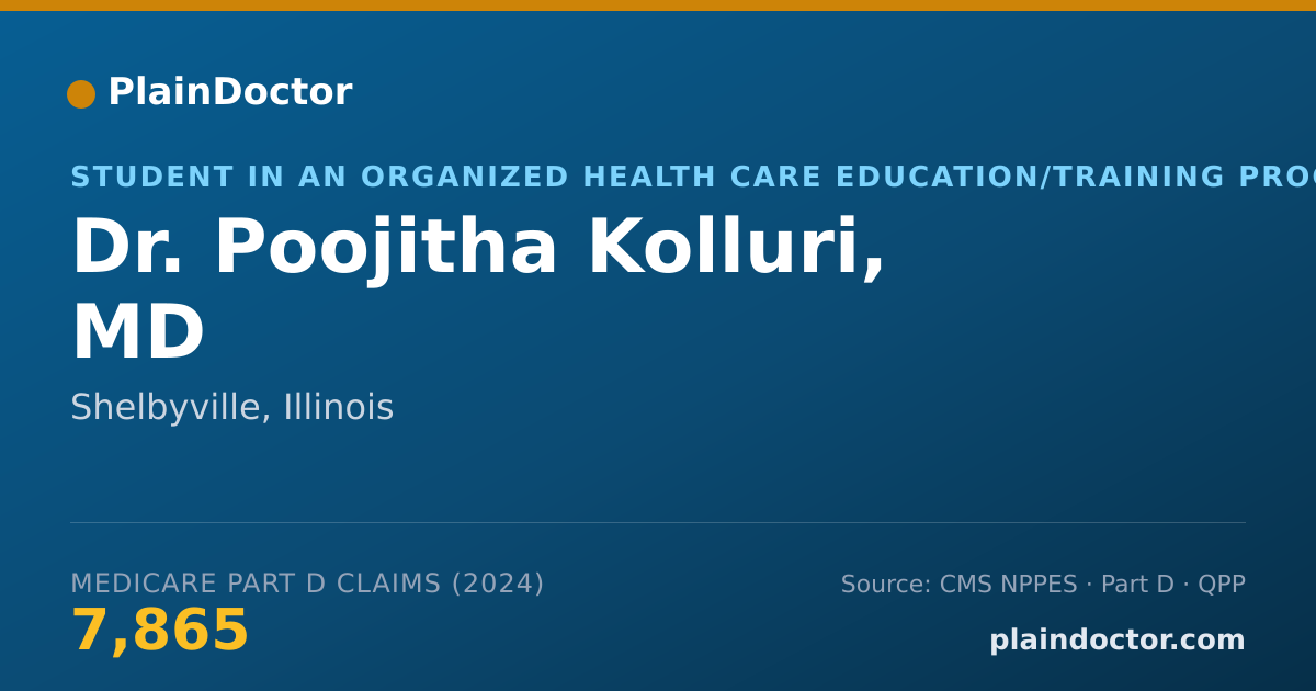 Shareable card for Poojitha Kolluri, MD - Student in an Organized Health Care Education/Training Program, Shelbyville, IL
