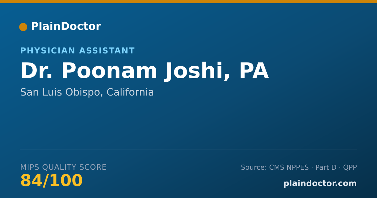 Shareable card for Poonam Joshi, PA - Physician Assistant, San Luis Obispo, CA
