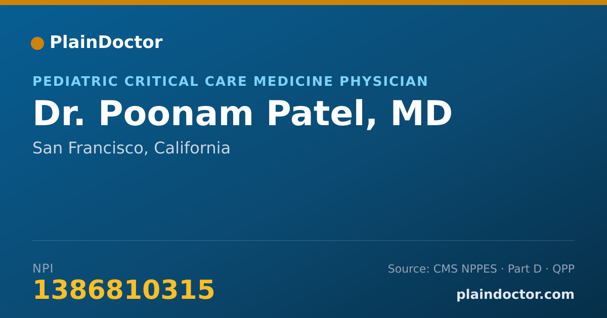 Shareable card for Poonam Patel, MD - Pediatric Critical Care Medicine Physician, San Francisco, CA