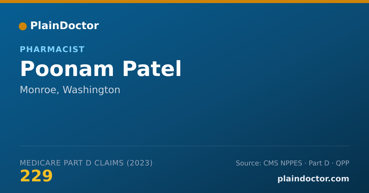Shareable card for Poonam Patel - Pharmacist, Monroe, WA