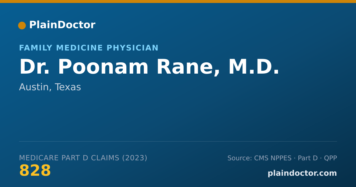 Shareable card for Poonam Rane, M.D. - Family Medicine Physician, Austin, TX