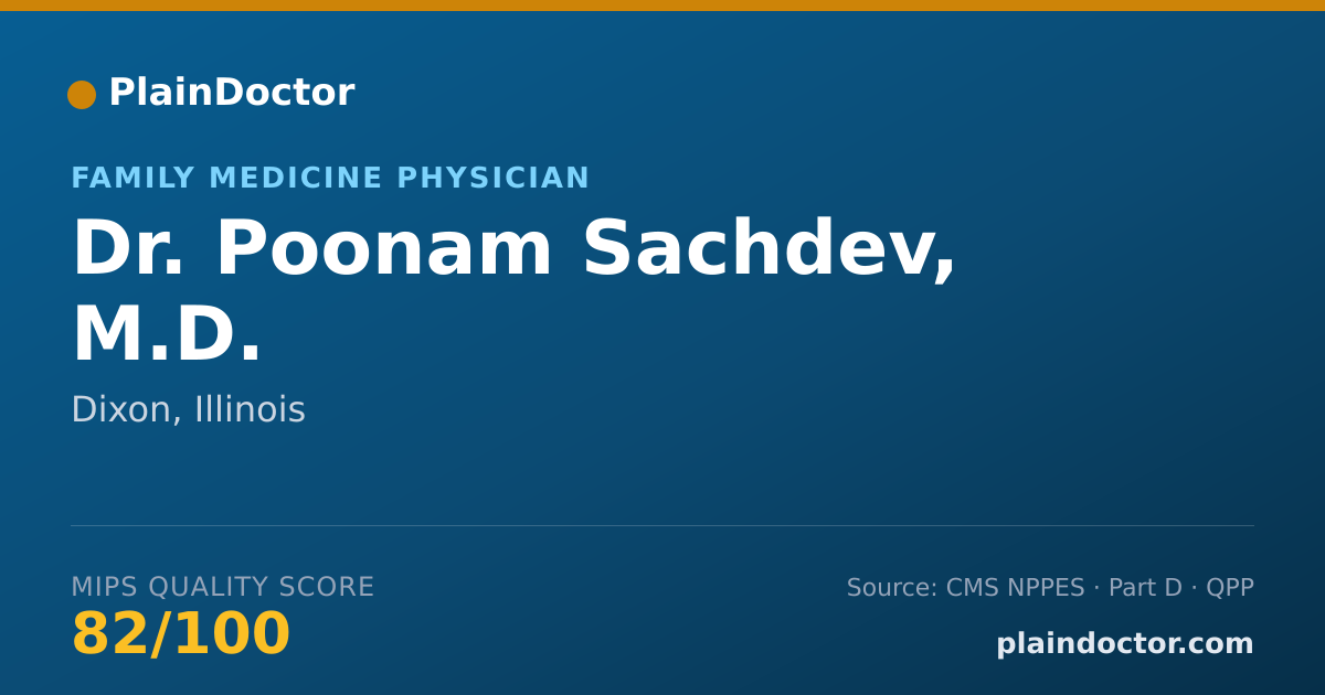 Shareable card for Poonam Sachdev, M.D. - Family Medicine Physician, Dixon, IL