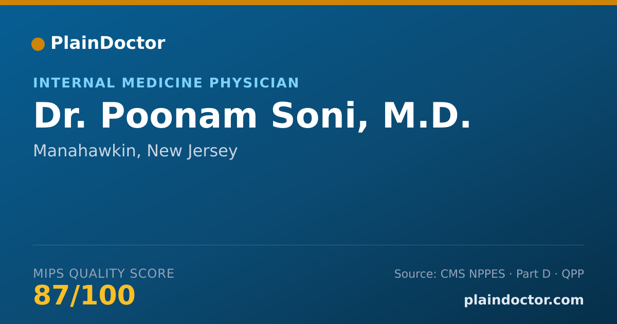 Shareable card for Poonam Soni, M.D. - Internal Medicine Physician, Manahawkin, NJ