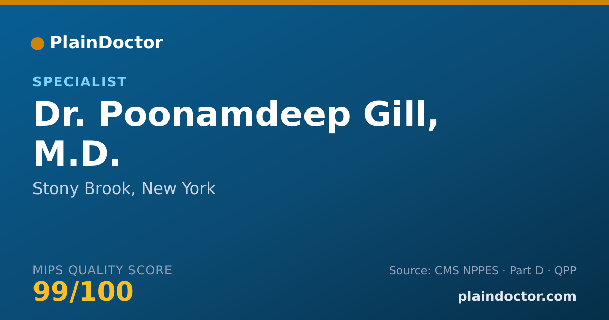Shareable card for Poonamdeep Gill, M.D. - Specialist, Stony Brook, NY