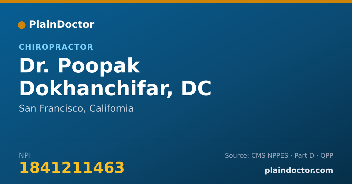 Shareable card for Poopak Dokhanchifar, DC - Chiropractor, San Francisco, CA
