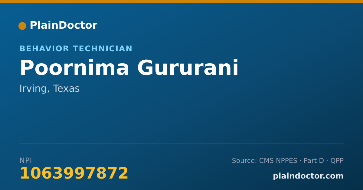 Shareable card for Poornima Gururani - Behavior Technician, Irving, TX