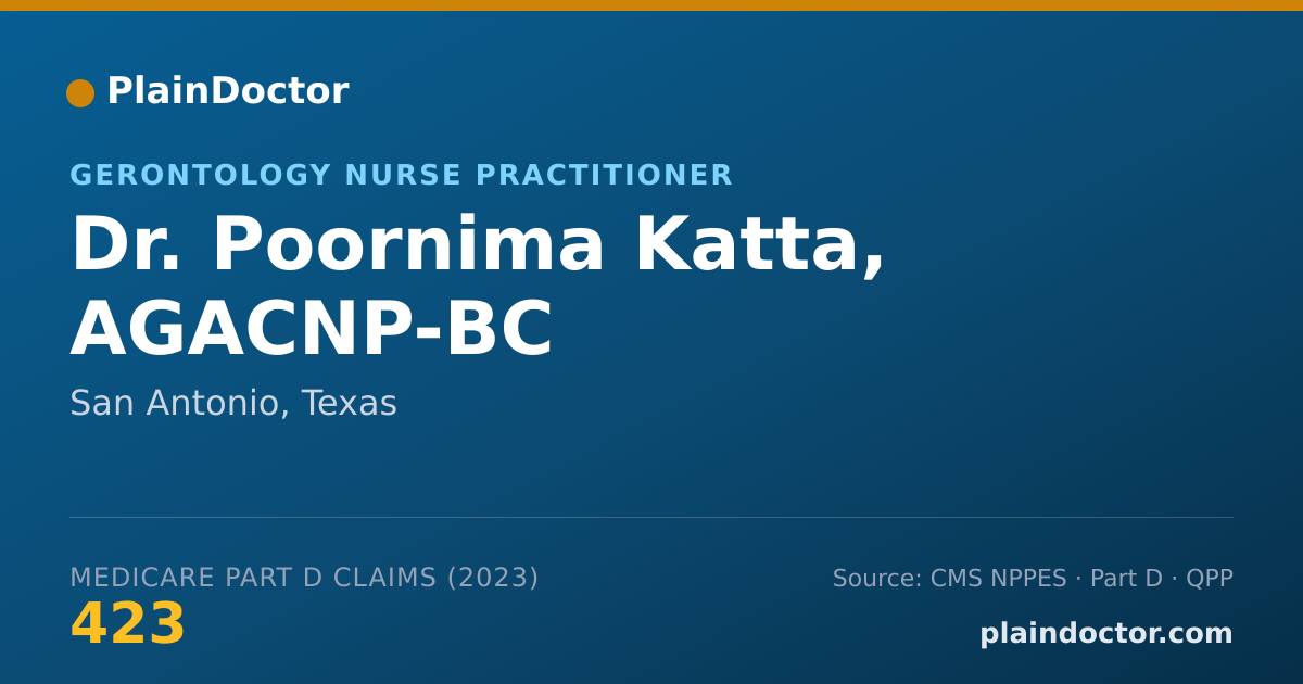 Shareable card for Poornima Katta, AGACNP-BC - Gerontology Nurse Practitioner, San Antonio, TX