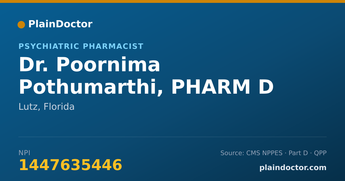 Shareable card for Poornima Pothumarthi, PHARM D - Psychiatric Pharmacist, Lutz, FL