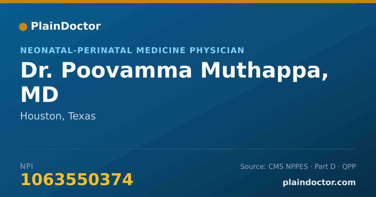 Shareable card for Poovamma Muthappa, MD - Neonatal-Perinatal Medicine Physician, Houston, TX