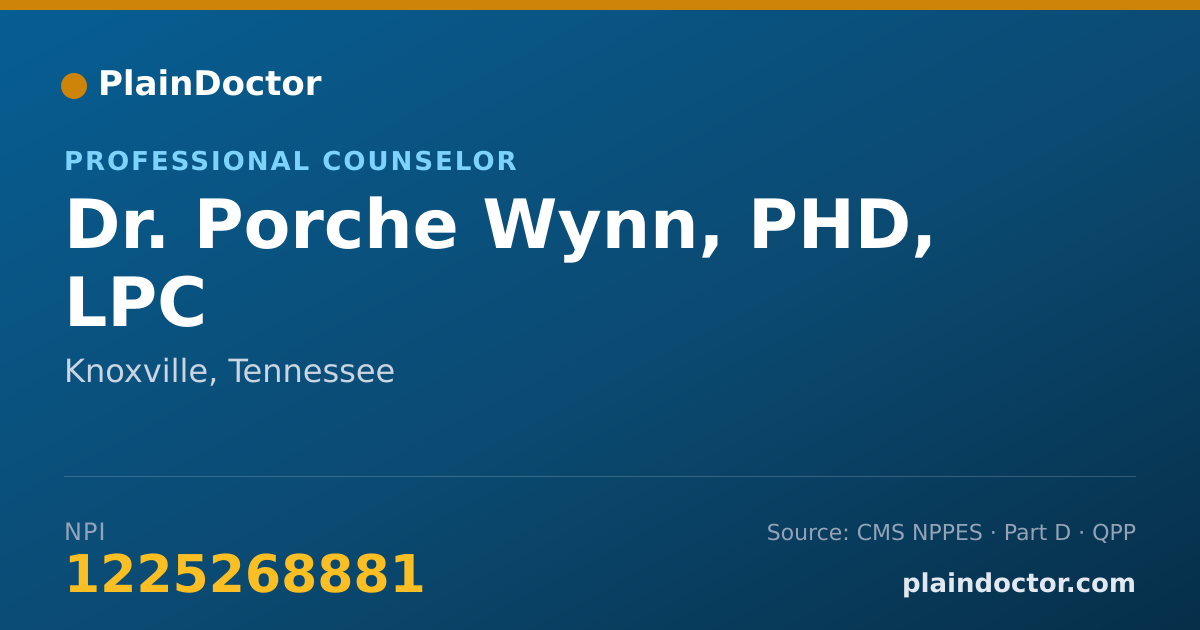 Shareable card for Porche Wynn, PHD, LPC - Professional Counselor, Knoxville, TN