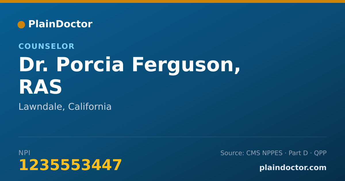 Shareable card for Porcia Ferguson, RAS - Counselor, Lawndale, CA