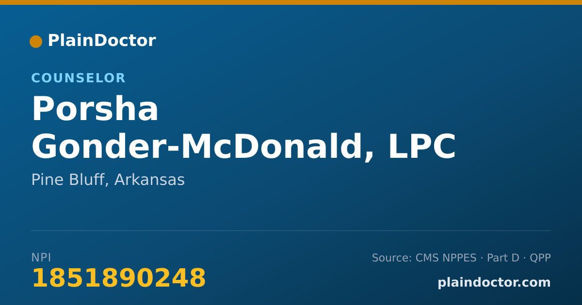 Shareable card for Porsha Gonder-McDonald, LPC - Counselor, Pine Bluff, AR