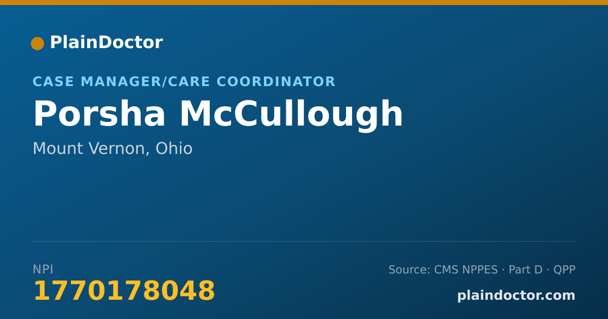Shareable card for Porsha McCullough - Case Manager/Care Coordinator, Mount Vernon, OH