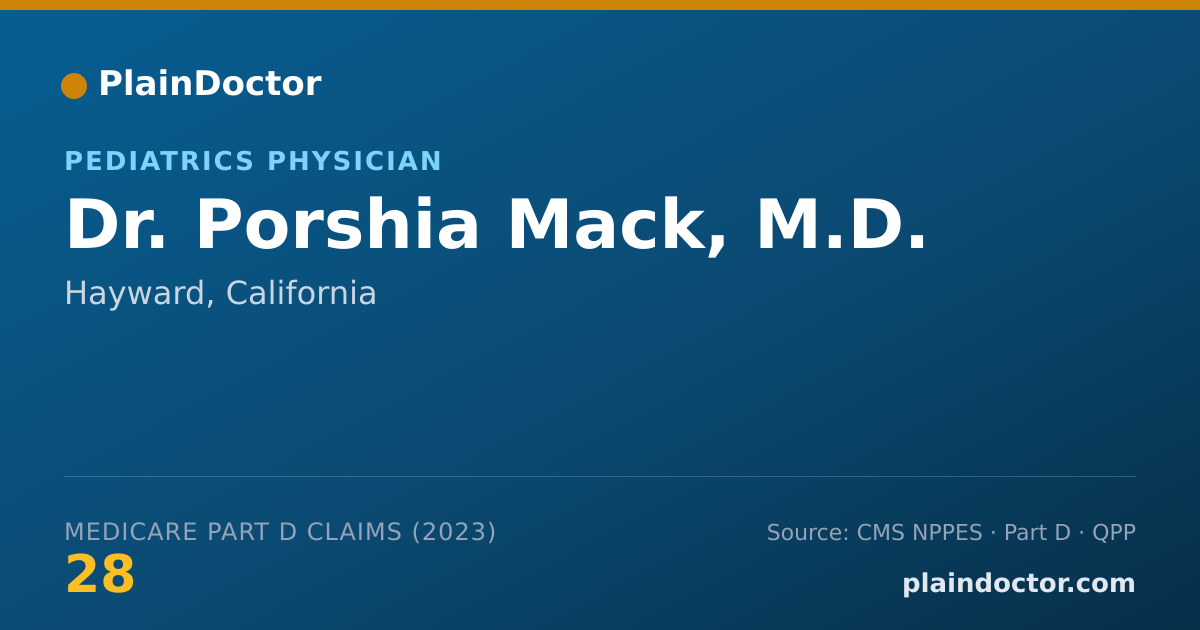 Shareable card for Porshia Mack, M.D. - Pediatrics Physician, Hayward, CA