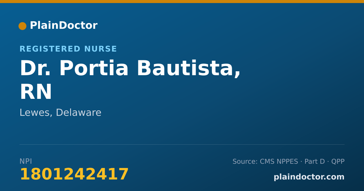 Shareable card for Portia Bautista, RN - Registered Nurse, Lewes, DE