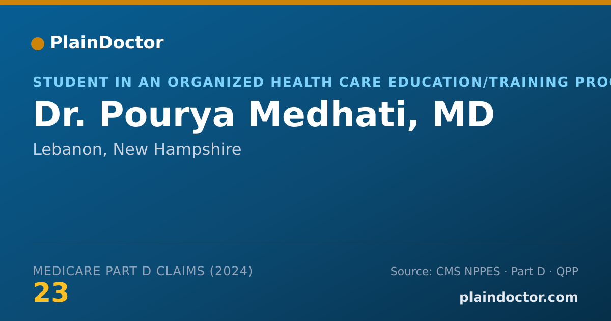 Shareable card for Pourya Medhati, MD - Student in an Organized Health Care Education/Training Program, Lebanon, NH