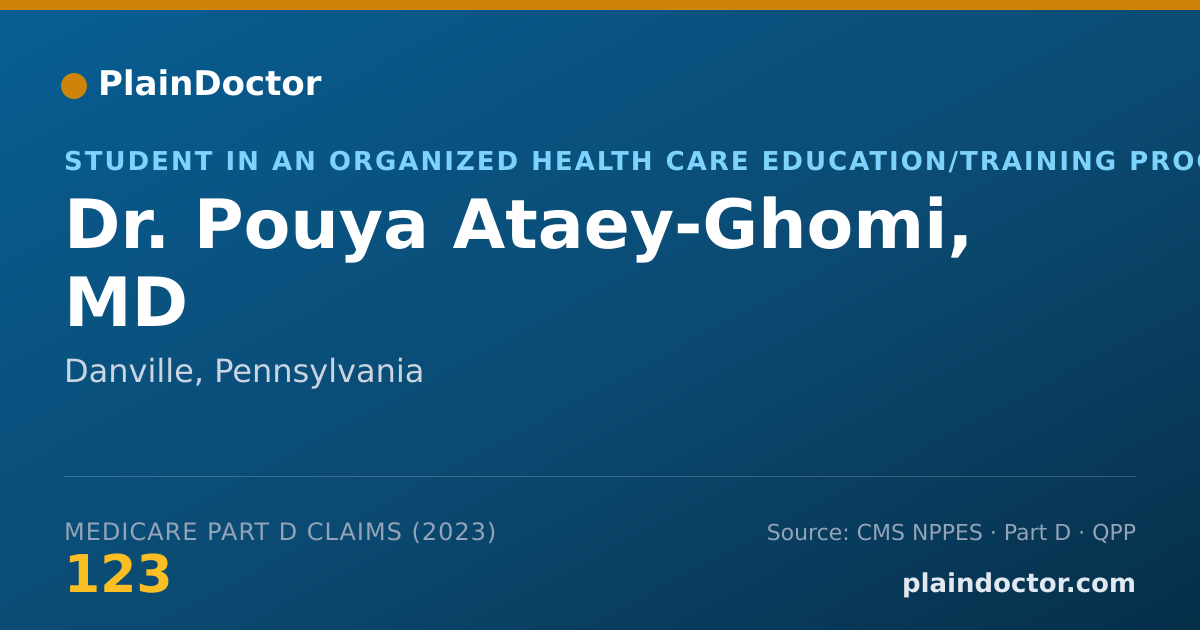 Shareable card for Pouya Ataey-Ghomi, MD - Student in an Organized Health Care Education/Training Program, Danville, PA