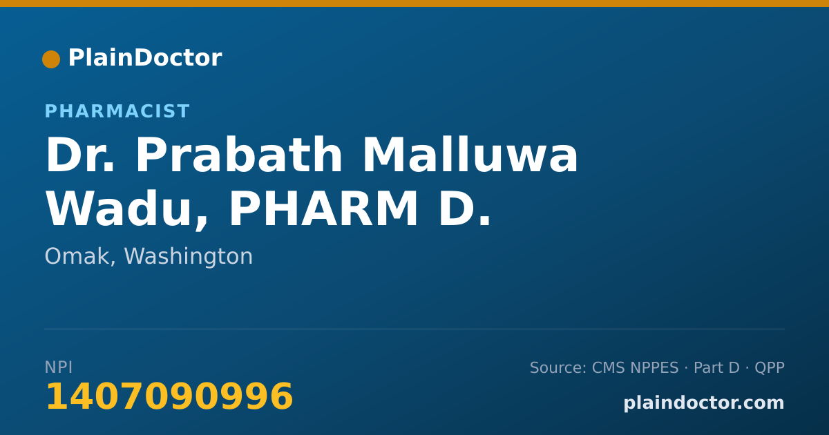 Shareable card for Prabath Malluwa Wadu, PHARM D. - Pharmacist, Omak, WA