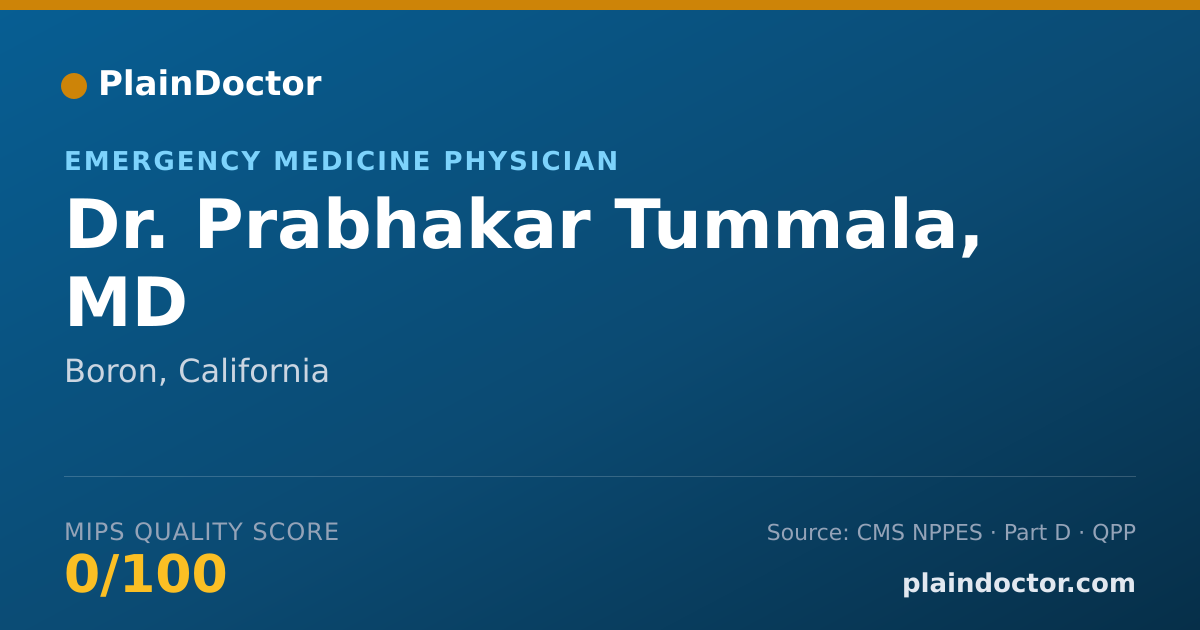Shareable card for Prabhakar Tummala, MD - Emergency Medicine Physician, Boron, CA