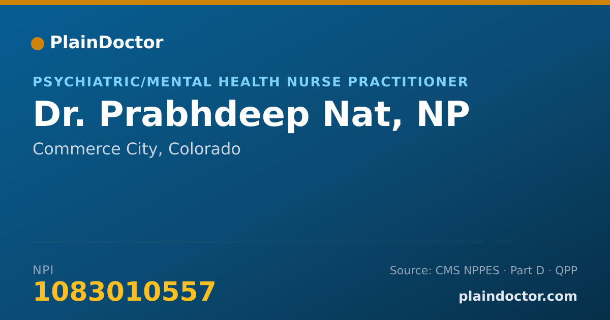 Shareable card for Prabhdeep Nat, NP - Psychiatric/Mental Health Nurse Practitioner, Commerce City, CO