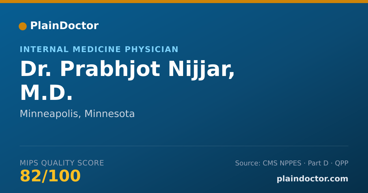 Shareable card for Prabhjot Nijjar, M.D. - Internal Medicine Physician, Minneapolis, MN